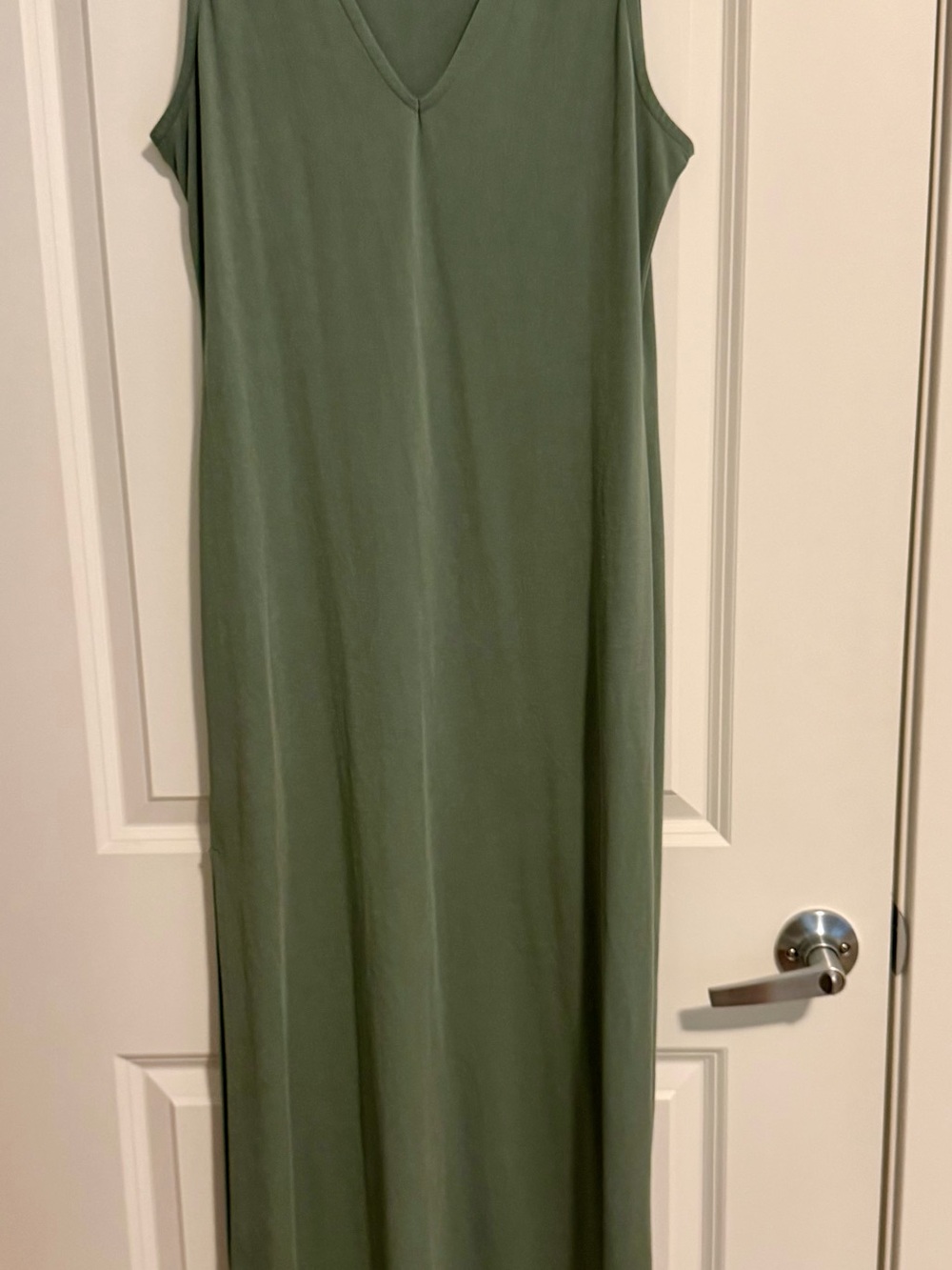 V-Neck Sleeveless Maxi Dress in Olive Green